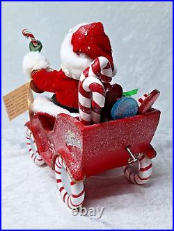 Kurt Adler Musical Candy Car Santa Christmas Figurine Fabriché 8.5 New Open Box