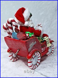 Kurt Adler Musical Candy Car Santa Christmas Figurine Fabriché 8.5 New Open Box