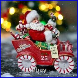 Kurt Adler Musical Candy Car Santa Christmas Figurine Fabriché 8.5 New Open Box