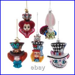 Kurt Adler Noble GemsT Glass Alice Characters Ornaments, 5-Piece Set NB1853SET