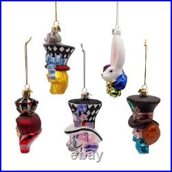 Kurt Adler Noble GemsT Glass Alice Characters Ornaments, 5-Piece Set NB1853SET