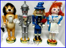 Kurt Adler WIZARD OF OZ Lion Scarecrow Tin Man Dorothy 14 Nutcrackers Set 4 Vtg