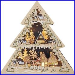 Kurt S. Adler Battery-Operated Light Up Wooden Tree Shaped Village Table Piece