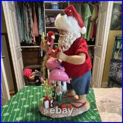 Kurt S. Adler Fabriché Santa Claus with Flamingo Fabric Figurine 11 C7488