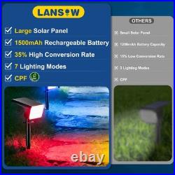 LANSOW 12 Pack Solar Spot Lights Outdoor Color Changing, 12 Pack, Multicolor