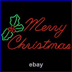 LED Neon Rope Light Merry Christmas Motif Lighted Silhouette Red and Green