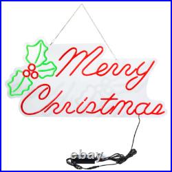 LED Neon Rope Light Merry Christmas Motif Lighted Silhouette Red and Green
