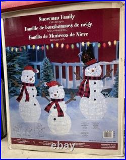 LED Pre-Lit Pop-Up Snowman Family SET OF 3 Used Once Great Condition 1487049