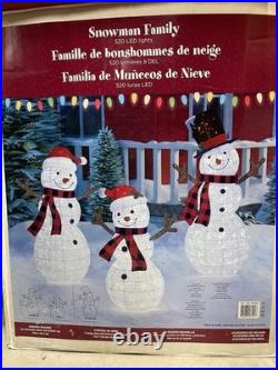 LED Pre-Lit Pop-Up Snowman Family SET OF 3 Used Once Great Condition 1487049
