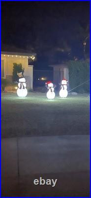 LED Pre-Lit Pop-Up Snowman Family SET OF 3 Used Once Great Condition 1487049