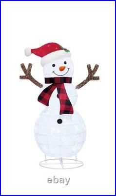 LED Pre-Lit Pop-Up Snowman Family SET OF 3 Used Once Great Condition 1487049