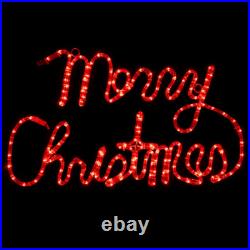 LED Rope Light Merry Christmas Motif Lighted Silhouette Red 31 Inch