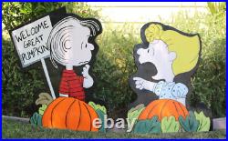 LINUS & SALLY SET PEANUTS Great Pumpkin HALLOWEEN LAWN ART YARD DECOR