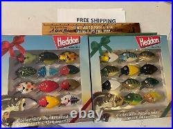 LOT OF 2 DIFFERENT Sets (24 pieces) TOTAL Heddon Punkinseed CHRISTMAS Ornaments