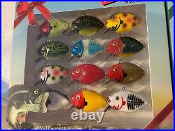 LOT OF 2 DIFFERENT Sets (24 pieces) TOTAL Heddon Punkinseed CHRISTMAS Ornaments