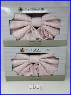 LOT OF 2 Texas House Oversized Gingham Decorative Bow Pink 24x48 SHIPS FAST