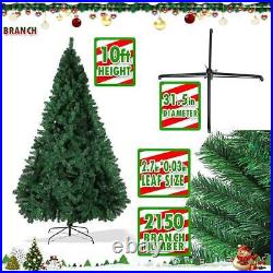 LUCKYERMORE 9 FT 10FT Artificial Christmas Tree Xmas Pine Holiday Metal Stand
