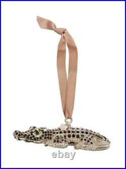 L'Objet Crocodile Ornament Platinum Black Swarovski Crystals Alligator NIB