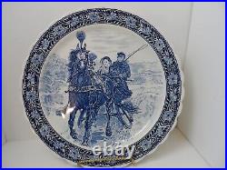 Large 16 inch Blue and White Charger Platter Horse Drawn Sleigh