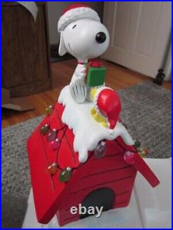 Large 20in Peanuts Snoopy and Woodstock on Lighted LED Christmas Doghouse
