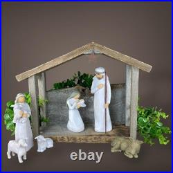 Large Cedar Barn Wood Nativity Stable Creche Figurines Greenery NOT Included A43