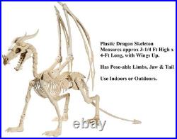 Large Dragon Bones Semi-Posable Plastic Halloween Skeleton Character 4-Ft L #808