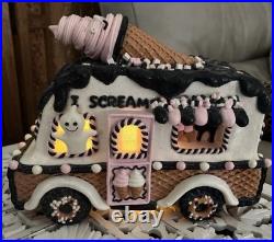 Large Halloween Waffle Cone Ice Cream Truck Pink Black Ghost 11 inch Lights Up Large Halloween Waffle Cone Ice Cream Truck Pink Black Ghost 11 inch Lights Up