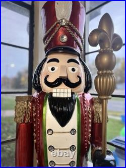 Large Red Black Gold Wooden Nutcracker Soldier Christmas Holiday Décor