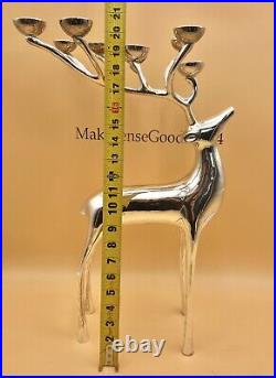 Large Silver Plate Pottery Barn Reindeer Candelabra 10 Points Stands 20 Tall Large Silver Plate Pottery Barn Reindeer Candelabra 10 Points Stands 20 Tall