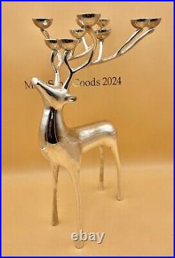 Large Silver Plate Pottery Barn Reindeer Candelabra 10 Points Stands 20 Tall Large Silver Plate Pottery Barn Reindeer Candelabra 10 Points Stands 20 Tall