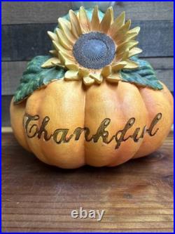 Large Stacked Thankful Pumpkins Sunflower 18 Tall