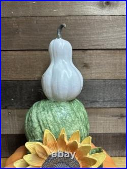 Large Stacked Thankful Pumpkins Sunflower 18 Tall