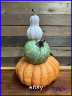 Large Stacked Thankful Pumpkins Sunflower 18 Tall