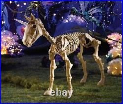 Large Unicorn Pony Halloween Skeleton Posable Legs & Jaw Lit Eyes 43 x 27 #818
