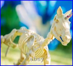 Large Unicorn Pony Halloween Skeleton Posable Legs & Jaw Lit Eyes 43 x 27 #818