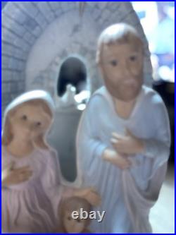 Large Vintage ceramic Christmas Lighted Nativity scene with attached music box