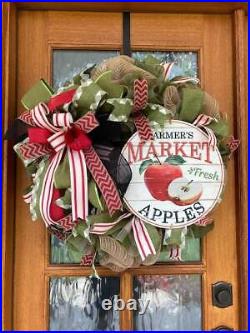 Large country fall wreath with apple sign/