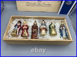 Lausch Glas Creation Germany Glass 6 Piece Nativity Ornament Set Vtg in Box