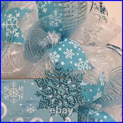 Let It Snow Snowflake Winter Wreath Handmade Deco Mesh