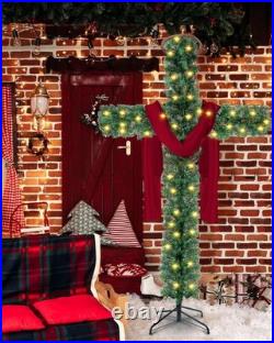 Leyndo 5 ft Cross Christmas Tree with Light Prelit Christmas Tree with Rattan