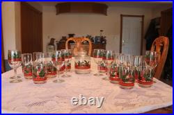 Libbey Holly & Berries Vintage Christmas Glasses & Ice Bucket 26 Piece Grouping