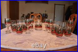 Libbey Holly & Berries Vintage Christmas Glasses & Ice Bucket 26 Piece Grouping