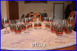 Libbey Holly & Berries Vintage Christmas Glasses & Ice Bucket 26 Piece Grouping