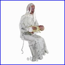 Life-Size 2.9-Ft Animatronic Gravely Granny by Tekky Halloween Decoration wit Life-Size 2.9-Ft Animatronic Gravely Granny by Tekky Halloween Decoration wit