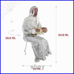 Life-Size 2.9-Ft Animatronic Gravely Granny by Tekky Halloween Decoration wit Life-Size 2.9-Ft Animatronic Gravely Granny by Tekky Halloween Decoration wit