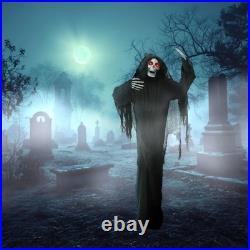 Life-Size Animatronic Scary Talking Grim Reaper with Touch Activated Lights a