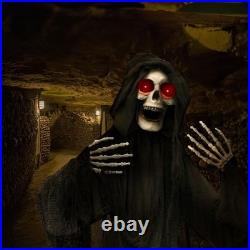 Life-Size Animatronic Scary Talking Grim Reaper with Touch Activated Lights a