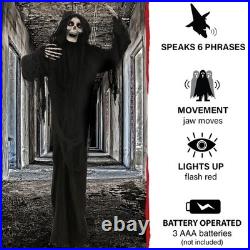 Life-Size Animatronic Scary Talking Grim Reaper with Touch Activated Lights a