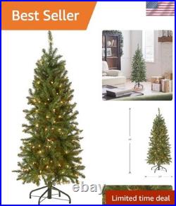 Lifelike Slim 4.5 ft Pre-Lit Kingswood Fir Christmas Tree 150 Clear Lights
