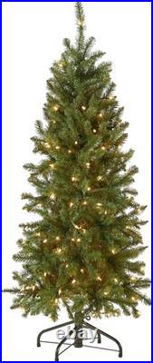 Lifelike Slim 4.5 ft Pre-Lit Kingswood Fir Christmas Tree 150 Clear Lights
